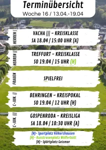 Wochenübersicht Herren - C-Junioren KW16