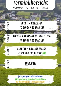 Wochenübersicht E-Junioren - D-Junioren KW16